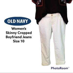 NEW - Old Navy Women’s Boyfriend Skinny Cropped Jeans - Size 10 White